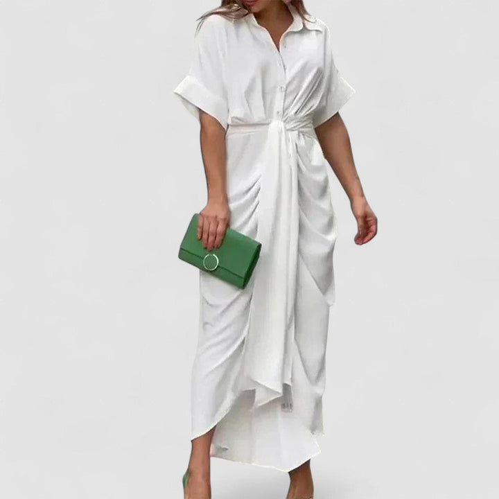 Zeina – Rochie de Damă Clasică de Vară cu Nasturi și Curea