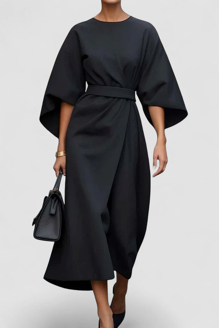 Sophia – Rochie de Damă Midi Elegantă Neagră pentru Evenimente