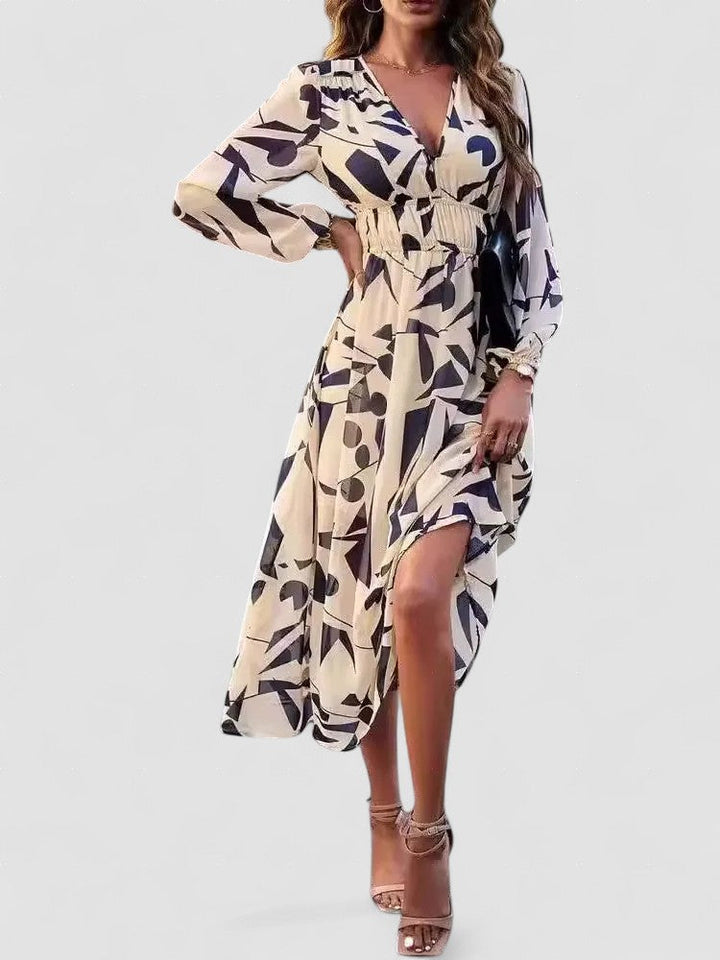 Marike – Rochie de Damă Midi Elegantă cu Imprimeu Abstract