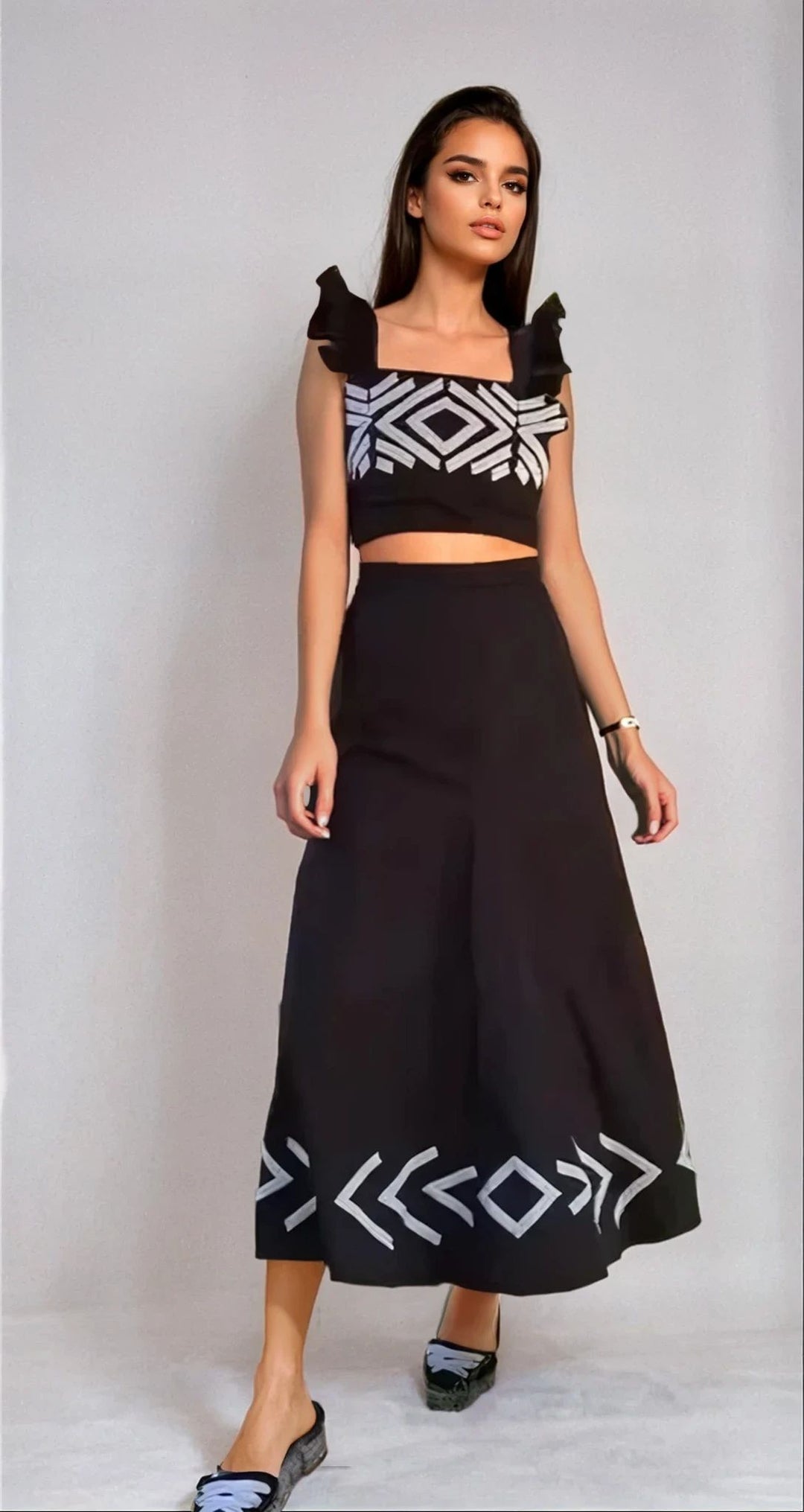 Cristeta – Compleu Damă Elegant cu Fustă și Top Chic Feminin