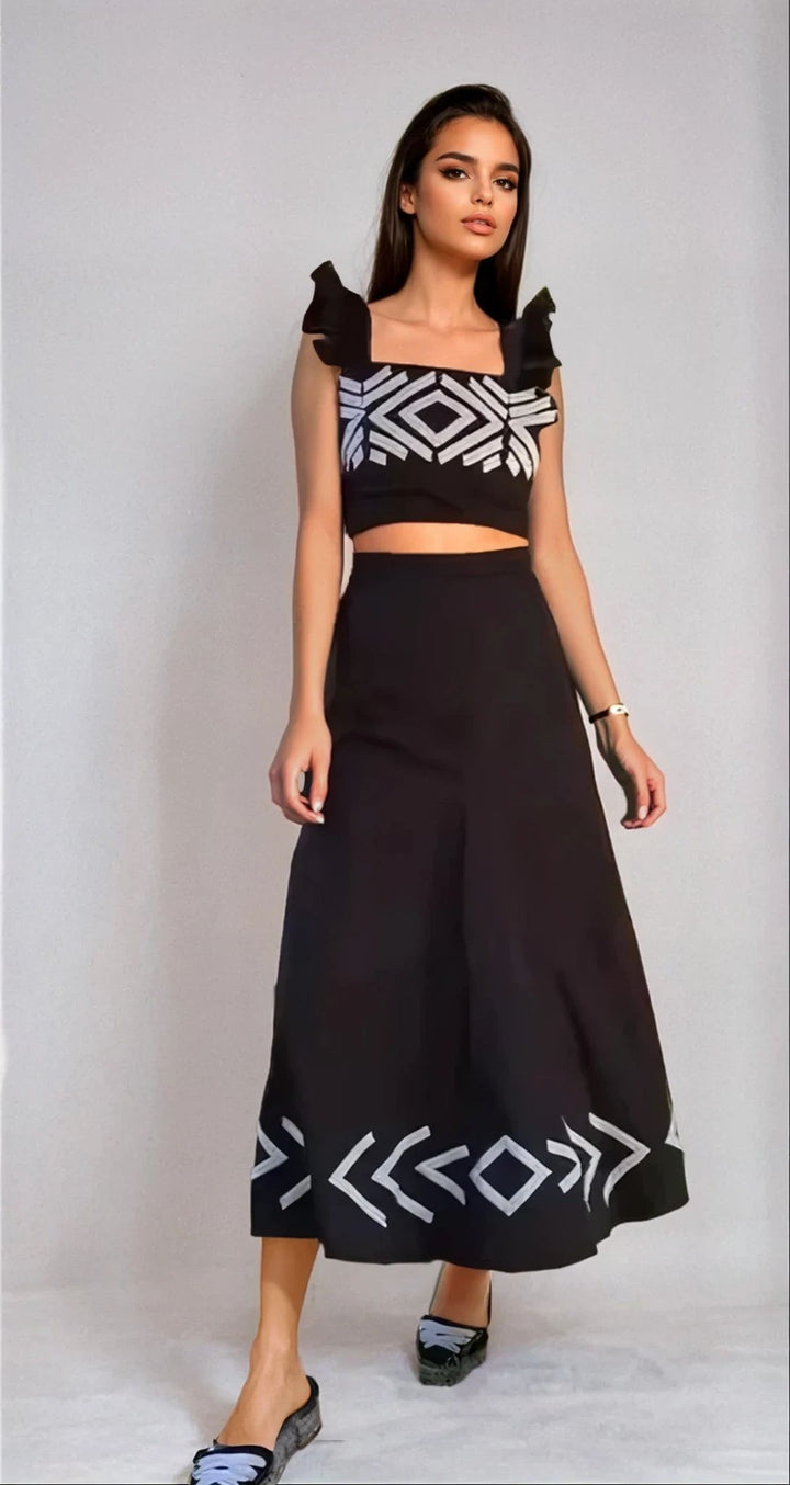 Cristeta – Compleu Damă Elegant cu Fustă și Top Chic Feminin