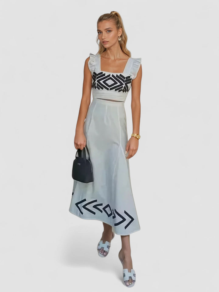 Cristeta – Compleu Damă Elegant cu Fustă și Top Chic Feminin