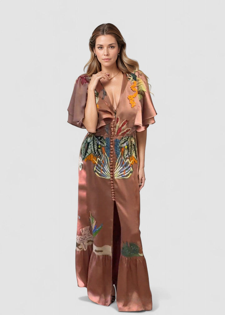 Zoe™ | Rochie maxi boho brodată