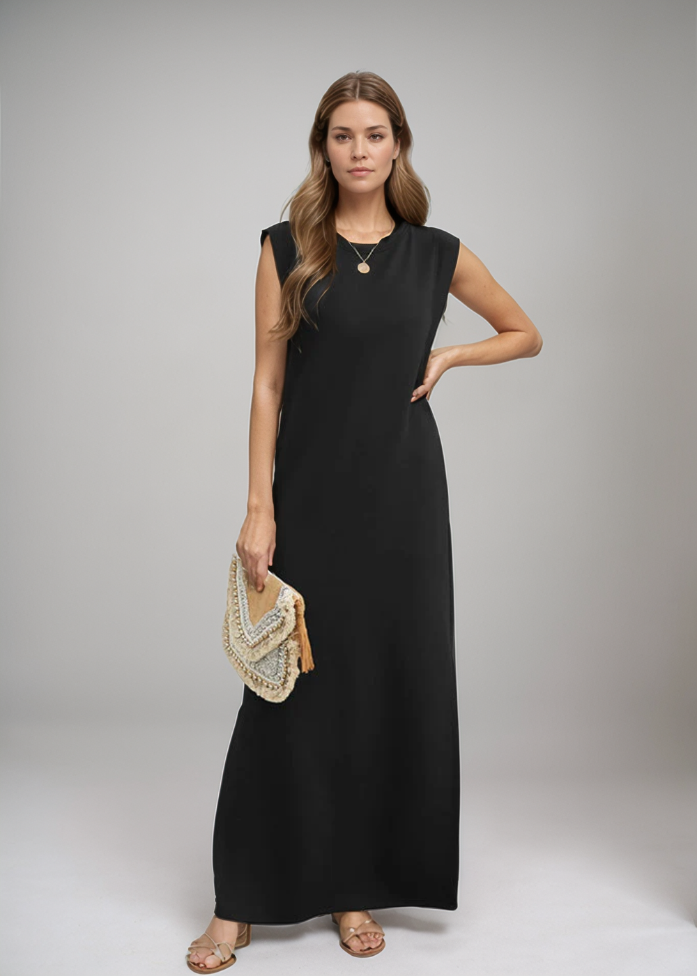 Therese™ | Rochie maxi fără mâneci în stil minimalist