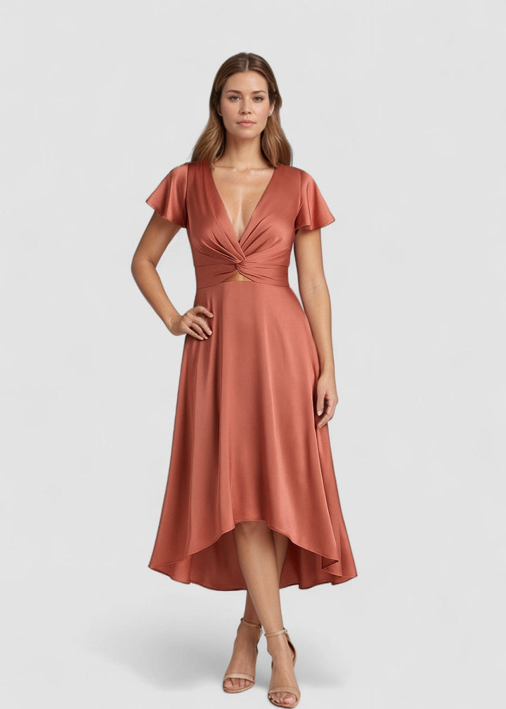 Elina™ | Rochie midi cu detaliu sub formă de nod