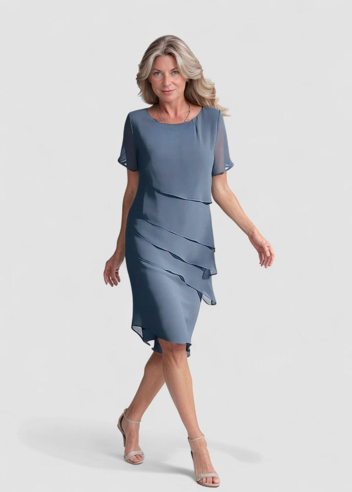 Juna – Rochie Midi din Chiffon Stratificată, Feminină și Elegantă