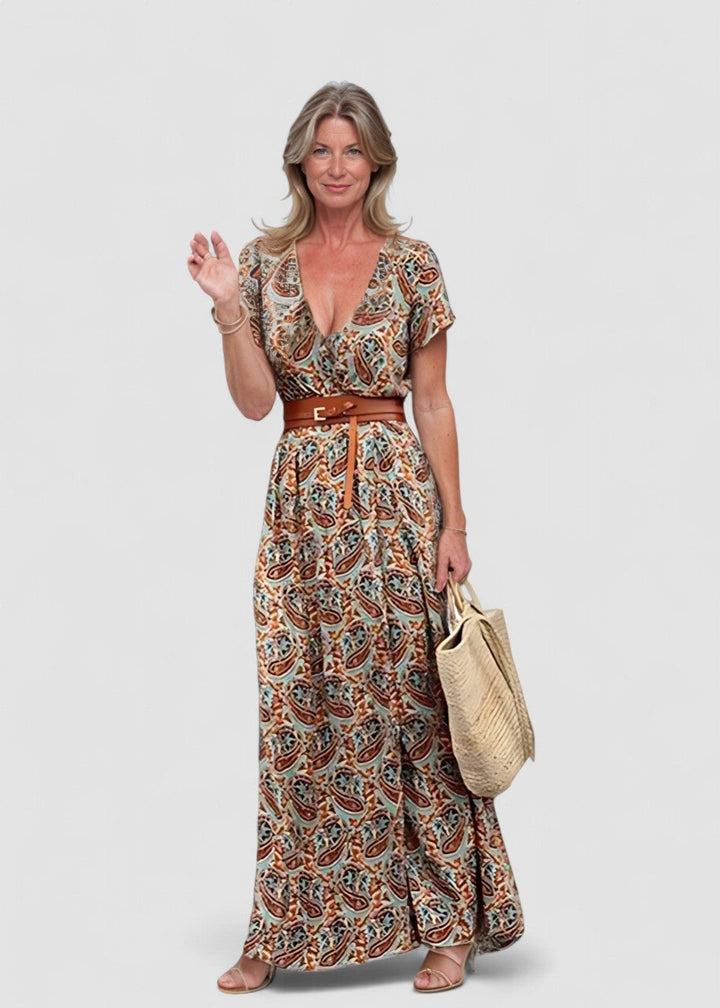 Marlene – Rochie Maxi Boho de Damă cu Model Paisley