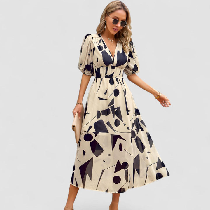 Giuliana – Rochie de Damă Elegantă Midi cu Decolteu în V și Croială Ajustată