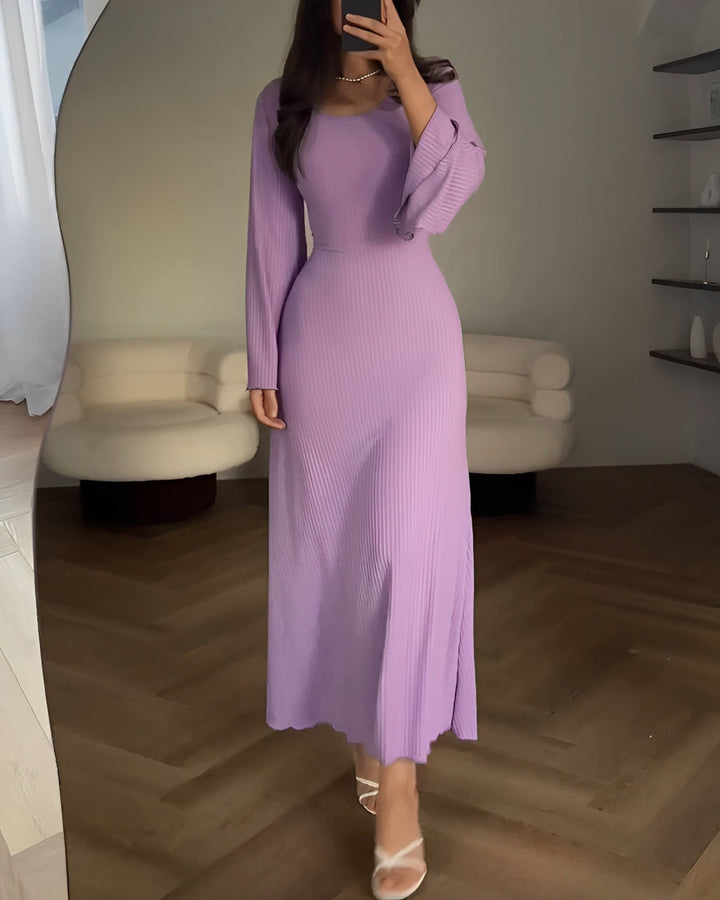 Nora™ | Rochie maxi din jacard cu mâneci