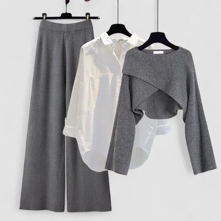 Tina – Set de Damă 3 Piese Confortabil din Material Moale cu Mâneci Lungi