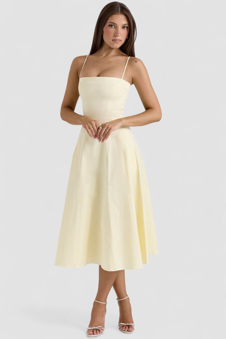 Dolly – Rochie de Damă Midi A-Line din Bumbac Elegantă