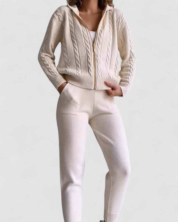 Ania - Set casual din două piese cu jacquard răsucit