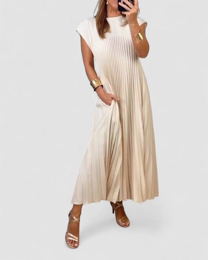 Amada – Rochie de Damă Elegantă Fără Mâneci cu Plisaje