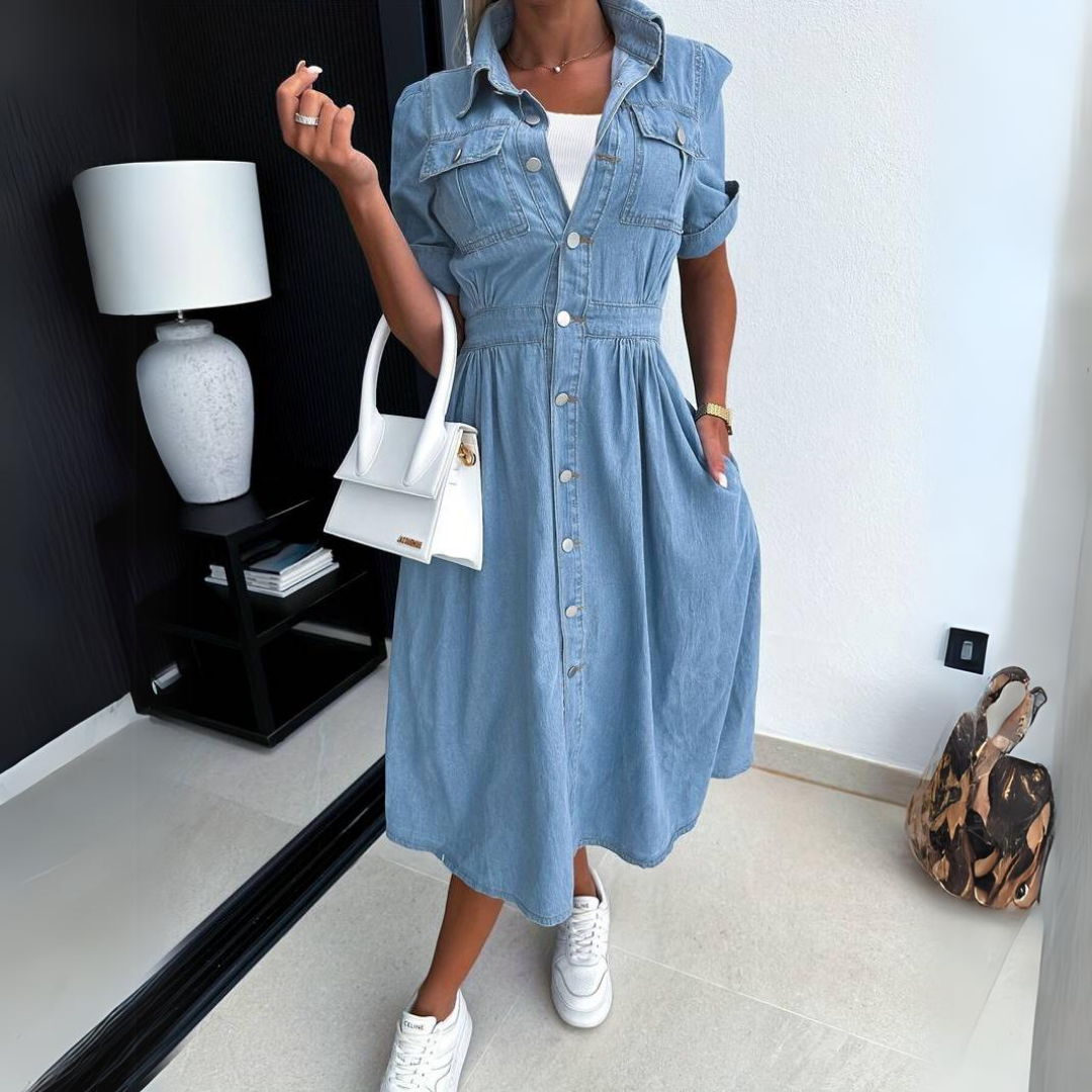 Celine – Rochie de Damă Denim Lejeră și Elegantă