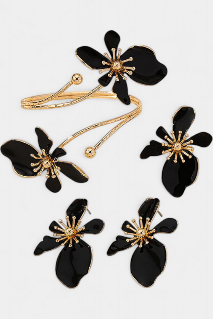 Irina – Set floral cu brățară, cercei și inel