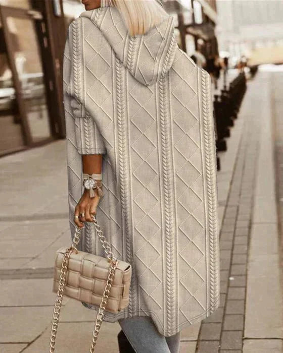 Jelone – Cardigan de Damă Lung cu Glugă din Tricot Moale