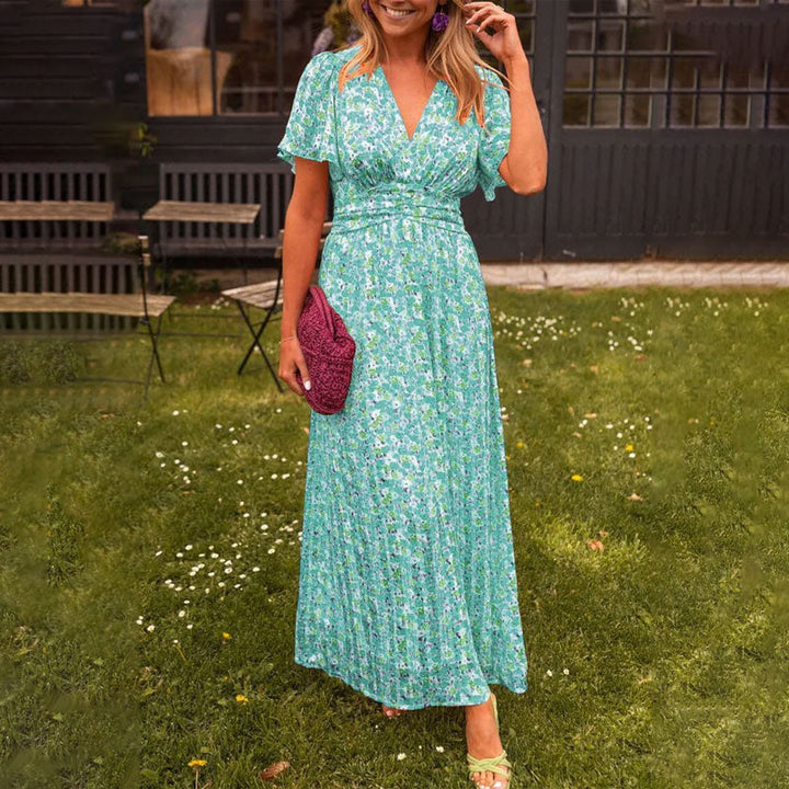 Seraphina™ | Rochie maxi cu flori și volane