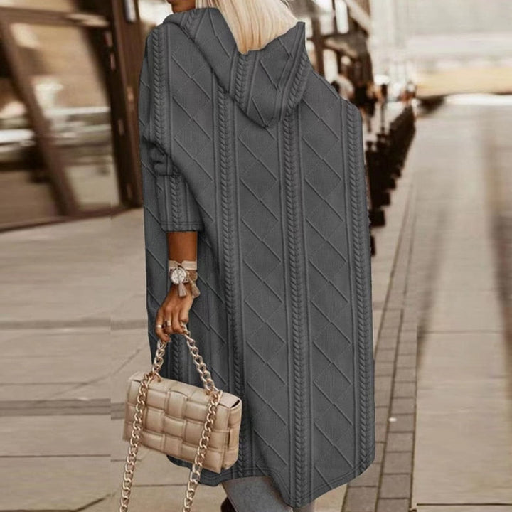 Jelone – Cardigan de Damă Lung cu Glugă din Tricot Moale