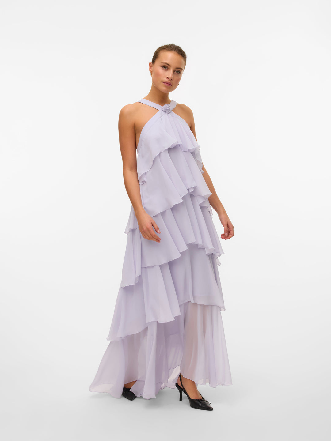 Vera – Rochie Maxi de Damă cu Volane Stratificate Elegantă