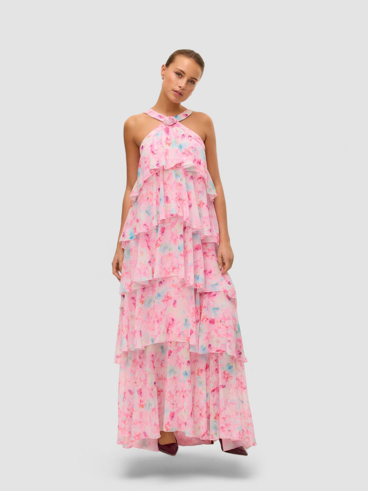 Vera – Rochie Maxi de Damă cu Volane Stratificate Elegantă