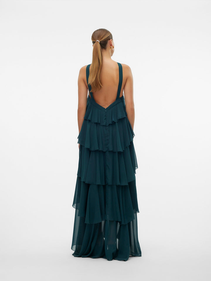 Vera – Rochie Maxi de Damă cu Volane Stratificate Elegantă