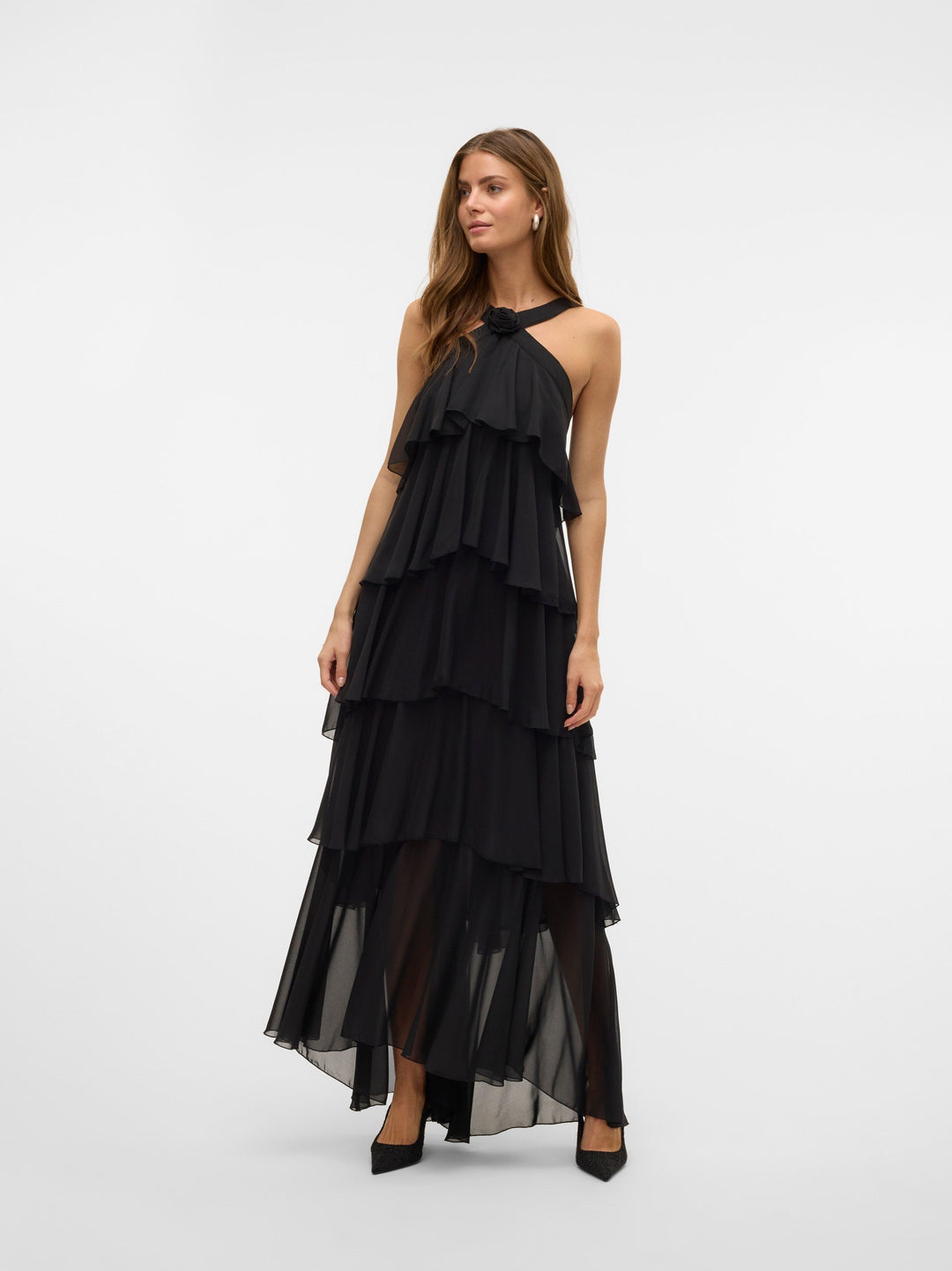 Vera – Rochie Maxi de Damă cu Volane Stratificate Elegantă